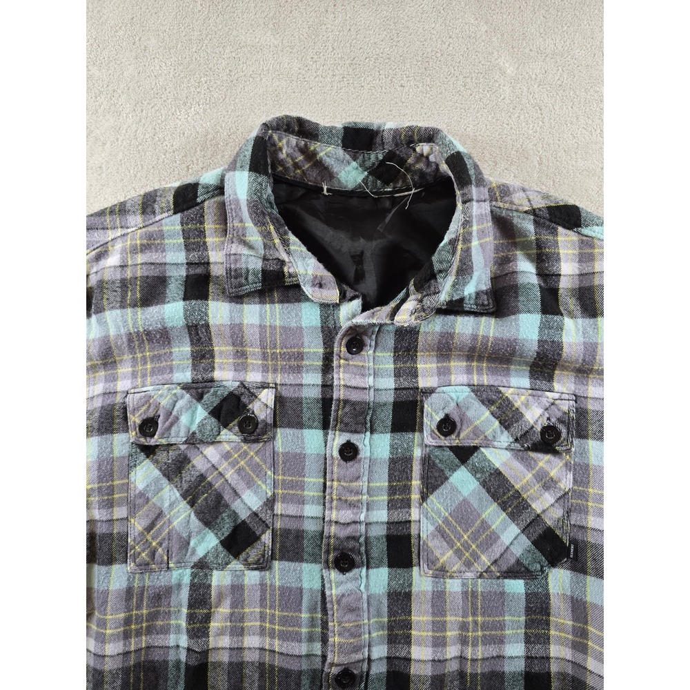 Element Flannel Shirt Mens M Teal Gray Plaid Long‎ Sleeve Button Up Skate *Read